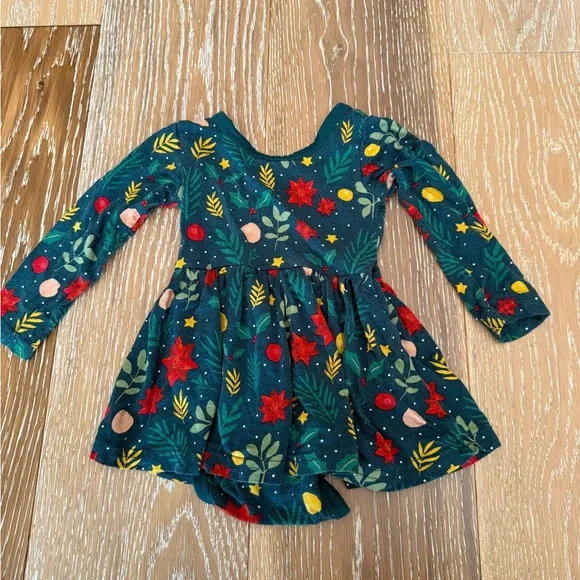 Baby girl little sleepies bamboo Christmas dress - Picture 3 of 5